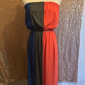 Style Tree Long summer dress gray blue coral (small)